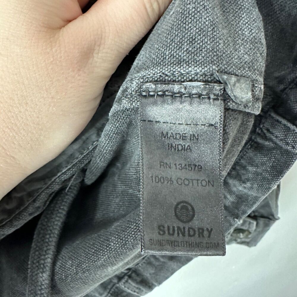 Sundry Women's‎ 1 Denim Jacket Moto Military Gray Distressed Button Up - Picture 7 of 8